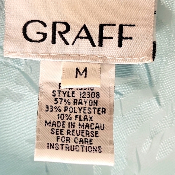 Vintage Graff Women's Teal Pastel Floral 3/4 Sleeve Button Down Blouse Size M - Picture 2 of 10